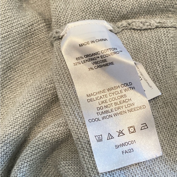 Quince Lightweight Cotton Cashmere Sweater Dolman Gray Size M - Picture 5 of 5